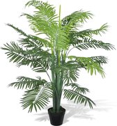Kunstplant Phoenix palmboom met pot - Kunststof en ijzerdraad - Groen - 130 cm hoogte