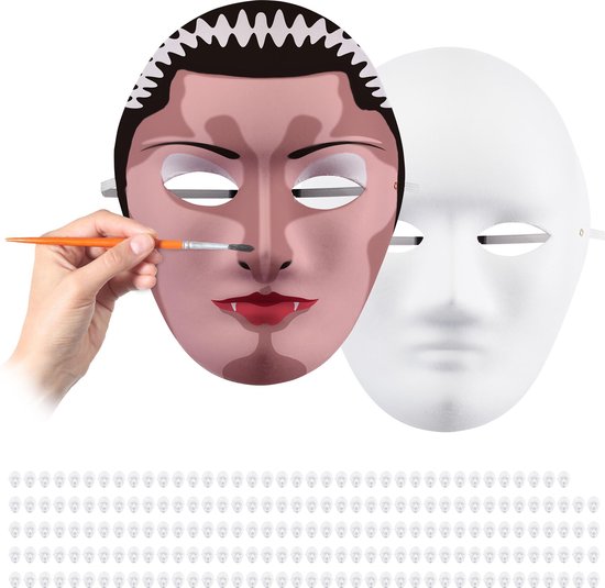Relaxdays 200x masker wit - knutselen - zelf maken - 24 x 18 x 8 cm - neutraal