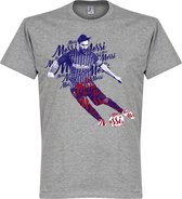 Lionel Messi Barcelona Script T-Shirt - Grijs - XL