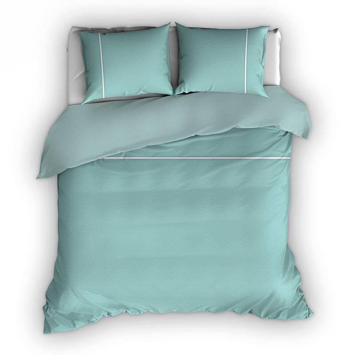 Romanette Duchesse - Flanel - Dekbedovertrek - Lits-jumeaux - 270x200/220 cm + 2 kussenslopen 60x70 cm - Mistygreen/wit