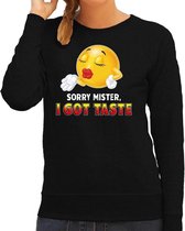 Funny emoticon sweater Sorry mister i got taste zwart dames XS