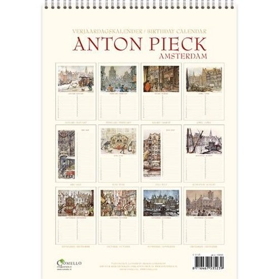 Anton Pieck Verjaardagskalender - Amsterdam (formaat A4) - Kalenderwereld