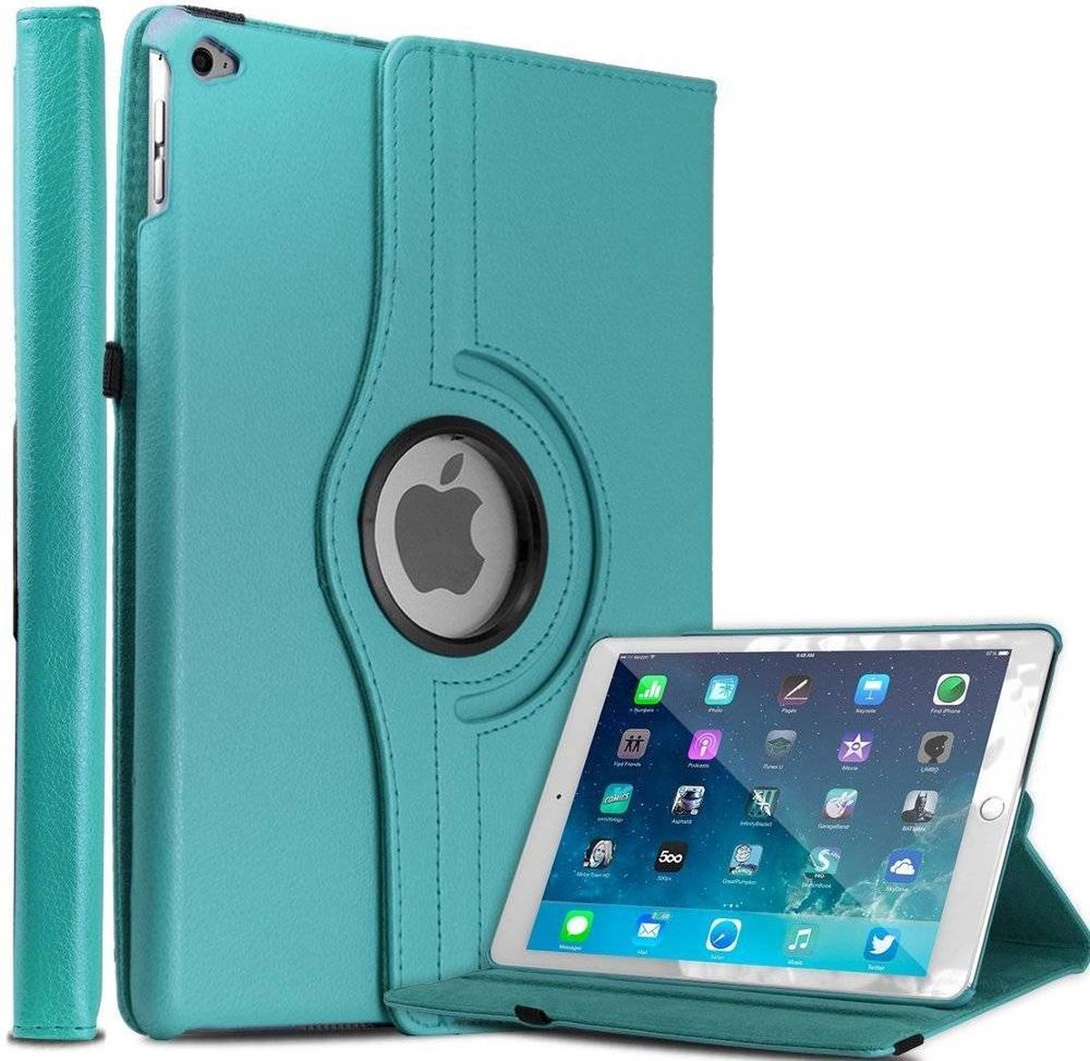 geschikt voor Apple iPad Air 2 Case, 360 graden draaibare Hoes, Cover - Licht Blauw