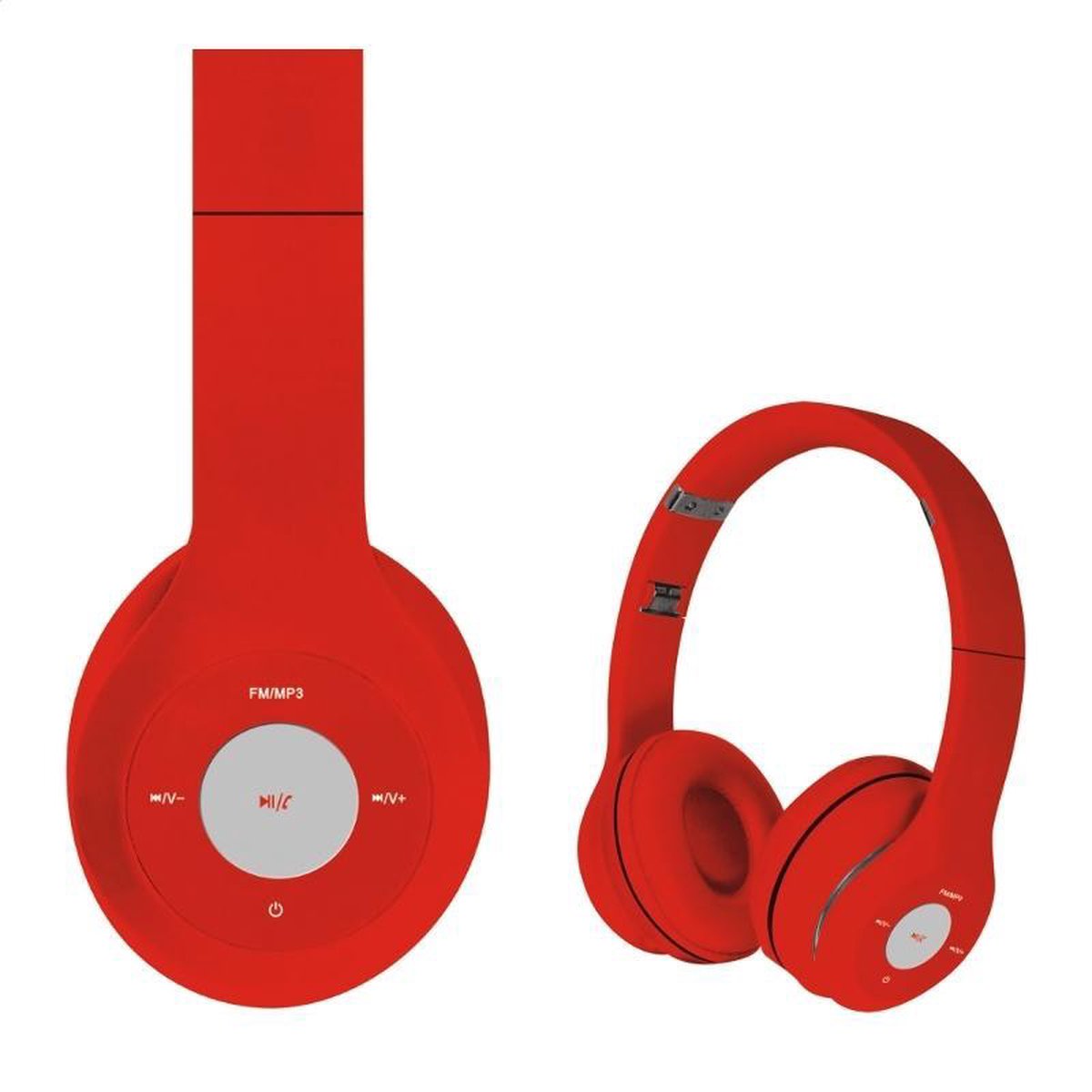 Platinet Omega FH0915R headset - bluetooth 5.0 - 8 uur speeltijd - handsfree bellen - SD-kaartlezer - Rood