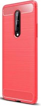 OnePlus 8 Hoesje Geborsteld TPU Flexibele Back Cover Rood