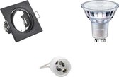 LED Spot Set - GU10 Fitting - Inbouw Vierkant - Mat Zwart - Kantelbaar 80mm - Philips - MASTER 927 36D VLE - 3.7W - Warm Wit 2200K-2700K - DimTone Dimbaar - BES LED