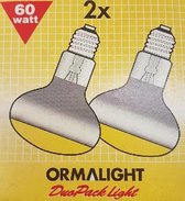 Duo pack Ormalight gloeilamp reflectorlamp geel R80 60 watt E27 240 Volt