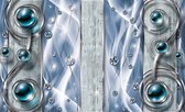 Silver Blue Black Abstract Modern Art Photo Wallcovering