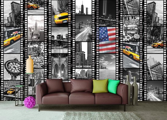 Fotobehang - Vlies Behang - New York Filmstrip - 208 x 146 cm