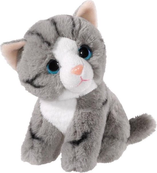 Stijgen Stralend voorzetsel Pluche grijze kat/poes knuffel 14 cm - Katten/poezen artikelen - Huisdieren  knuffels -... | bol.com