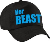 Her Beast pet / cap zwart met blauwe letters voor heren - verkleedpet / feestpet