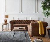 Hoekbank Chesterfield 209 cm bruin gestikt