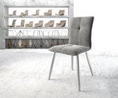 Gestoffeerde-stoel Maddy-Flex 4-poot conisch roestvrij staal fluweel grijs