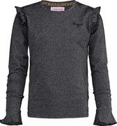 Vingino zwart grijs gestreepte stretch meisjes longsleeve met glitterdraad - Maat 104