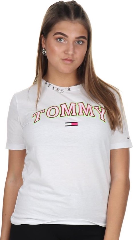 Tommy Jeans T-shirt Neon Logo Classic White | bol.com