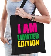 I am limited edition cadeau tas zwart voor dames cadeau katoenen tas zwart voor dames - kado tas / tasje / shopper