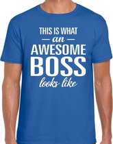 Awesome Boss tekst t-shirt blauw heren 2XL