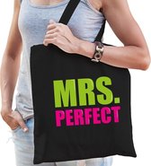 Mrs. perfect cadeau tas zwart voor dames cadeau katoenen tas zwart voor dames - kado tas / tasje / shopper