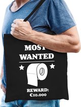 Most wanted reward 10.000 katoenen cadeau tas zwart voor heren - kado tas / tasje / shopper