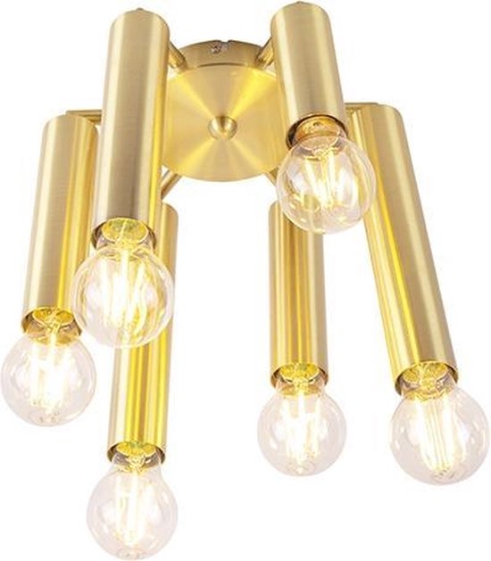 QAZQA tubi - Art Deco Plafondlamp - 6 lichts - Ø 250 mm - Goud/messing - Woonkamer | Slaapkamer | Keuken
