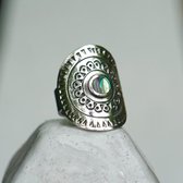 Zilveren BOHO ring Abalone Mandala