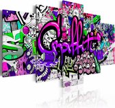 Schilderij - Graffiti , multikleur , 5 luik