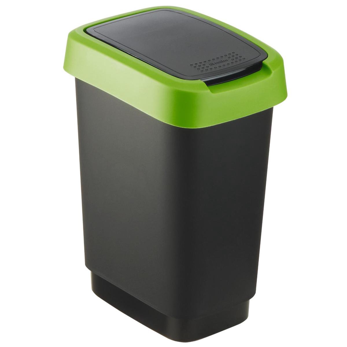ROTHO afvalbak TWIST 10 liter groen | Prullenbak met schommel en scharnierend deksel Groen