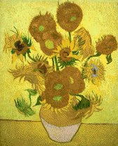 MyHobby Borduurpakket – Zonnebloemen van Van Gogh 40×50 cm - Aida borduurstof 5,5 kruisjes/cm (14 count) - Telpatroon - Borduurgaren - Borduurnaald - Handleiding - Voor Beginners & Gevorderden - Complete borduurset