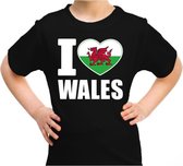 I love Wales t-shirt Verenigd Koninkrijk zwart voor kids L (146-152)
