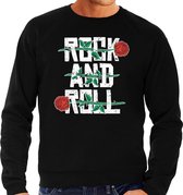 Rock and Roll sweater/trui zwart voor heren - muziek thema - Fifties / sixties - kleding / shirt L
