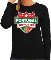 Portugal schild supporter sweater zwart voor dames 2XL