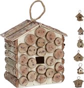 Relaxdays decoratie vogelhuis - vogelhuisje - nestkast - hout - mini vogelhuis - hangend - E