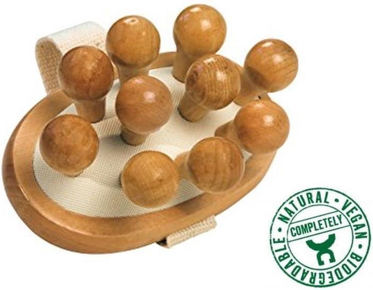 Croll & Denecke Massageborstel met knoppen – Handmatig massage apparaat – 100% Natuurlijk - Hout