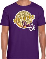 Disco eighties party feest t-shirt paars voor heren XL