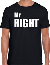 Mr right t-shirt zwart met witte letters voor heren S