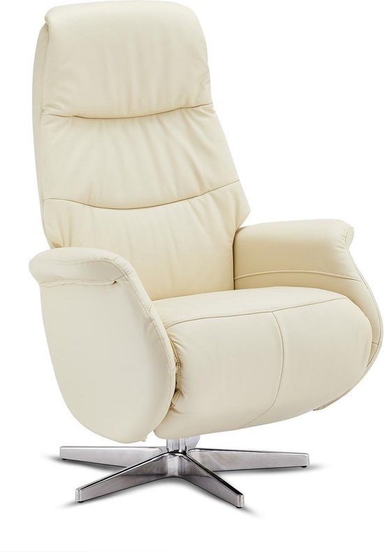vertaling decaan Kabelbaan Dode relaxstoel fauteuil crème kleurig PU kunstleer, metaal zilverkleurig.  | bol.com