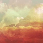 Schilderij - Abstracte wolken,  , Oranje Geel , 3 maten , print op canvas , Wanddecoratie