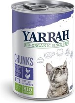 12x Yarrah Bio Brokjes in Saus Kattenvoer Kip - Kalkoen 405 gr