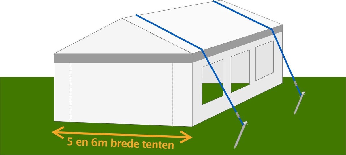 2x Stormbandenset Grond/Steen voor tent 5/6 mtr breed