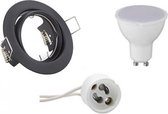 LED Spot Set - Trion - GU10 Fitting - Inbouw Rond - Mat Zwart - 8W - Natuurlijk Wit 4200K - Kantelbaar Ø83mm - BSE