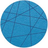 Lijnen vilt onderzetter Rond  - Lichtblauw - 6 stuks - Ø 9,5 cm - Tafeldecoratie - Glas onderzetter - Cadeau - Woondecoratie - Woonkamer - Tafelbescherming - Onderzetters Voor Glaz