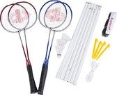 Donnay Badmintonset: Badmintonnet- 4 Badmintonrackets - 3 Badmintonshuttles - met Draagtas