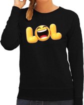 Funny emoticon sweater LOL zwart dames XL