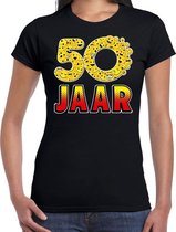 Funny emoticon 50 jaar cadeau shirt zwart voor dames XS