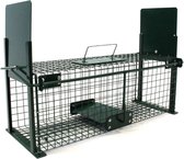 Cage pour animaux de 61x21x23cm - piège à rats - double entrée - vert - acier