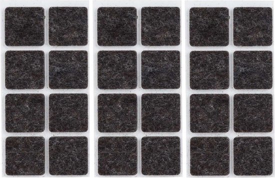 24x Zwarte vierkante meubelviltjes/antislip noppen 2,5 cm - Beschermviltjes - Stoelviltjes - Vloerbeschermers - Meubelvilt - Viltglijders