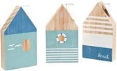 Goebel - Scandic Home | Vaas Blauwe Huisjes 18 | Vazen - hout - 18cm - 3 stuks