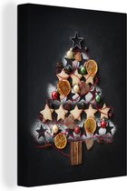 Canvas Schilderij Kerstboom - Eten - Stilleven - 60x80 cm - Wanddecoratie