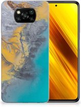 Leuk Hoesje Xiaomi Poco X3 | Poco X3 Pro Telefoonhoesje Marble Blue Gold