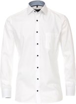 CASA MODA modern fit overhemd - wit (blauw contrast) - Strijkvriendelijk - Boordmaat: 45